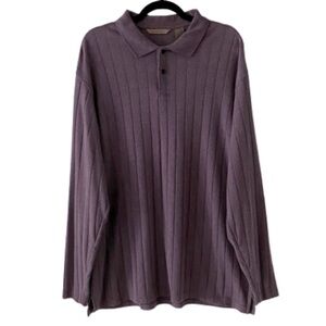 Axist Purple Ribbed Long Sleeve Polo Shirt​​​​​​​​​​​​​​​​​​​​​​​​​​​
